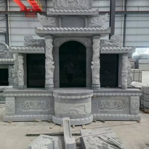 中山 芝麻灰高档墓碑，土墓，可定制