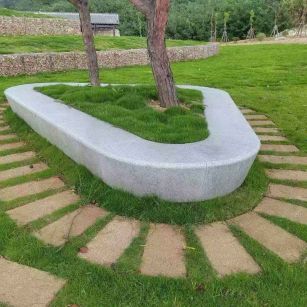 中山 芝麻白光面整石坐凳