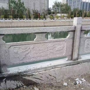 中山 芙蓉白大花桥梁、河道，石材栏杆、围栏、护栏