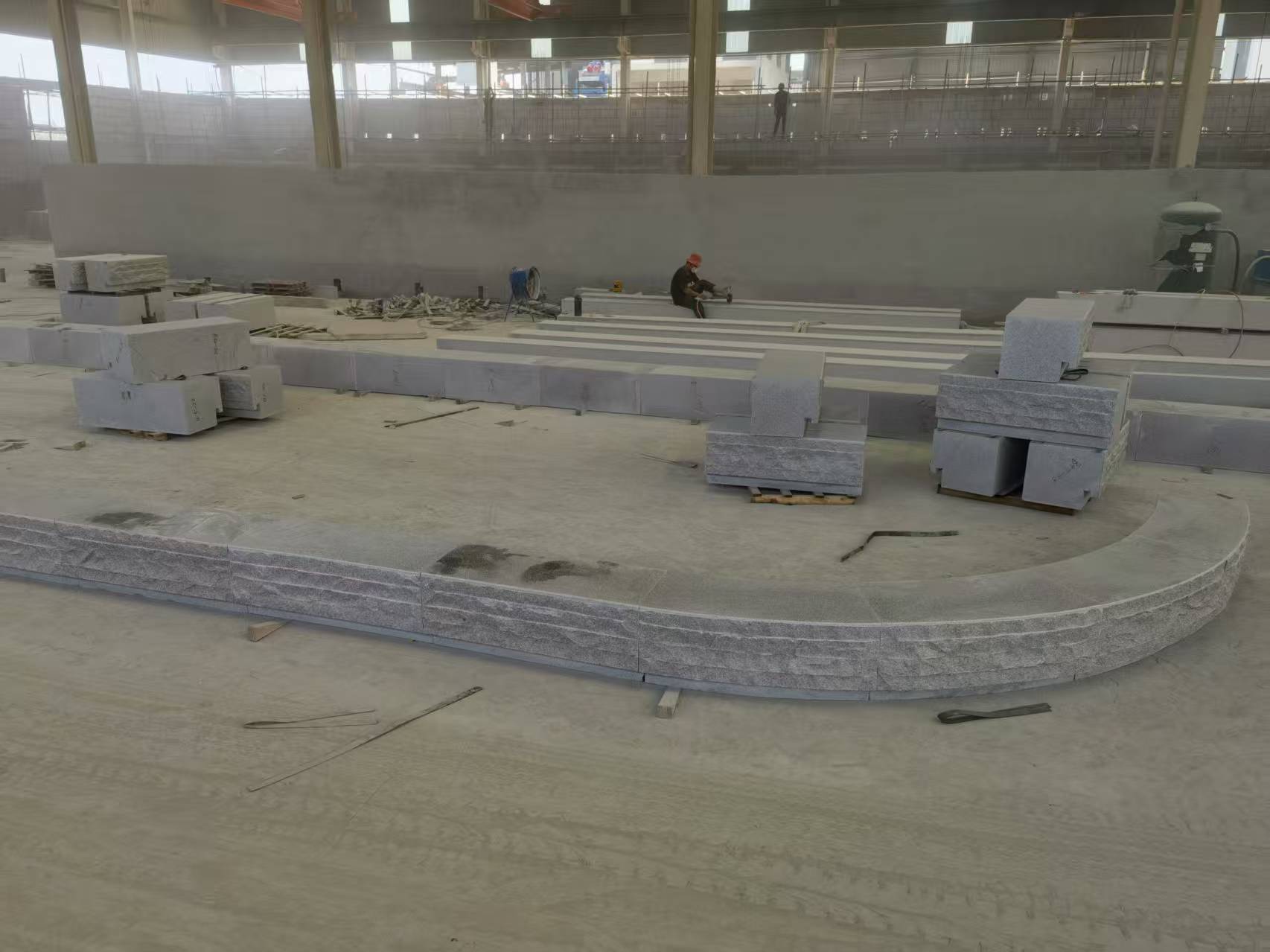 中山 芝麻白整石坐凳（光面+自然面）