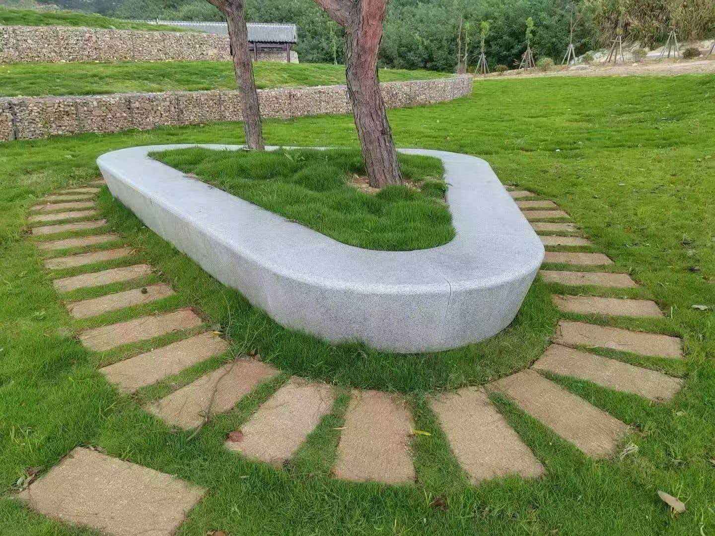 中山 芝麻白光面整石坐凳