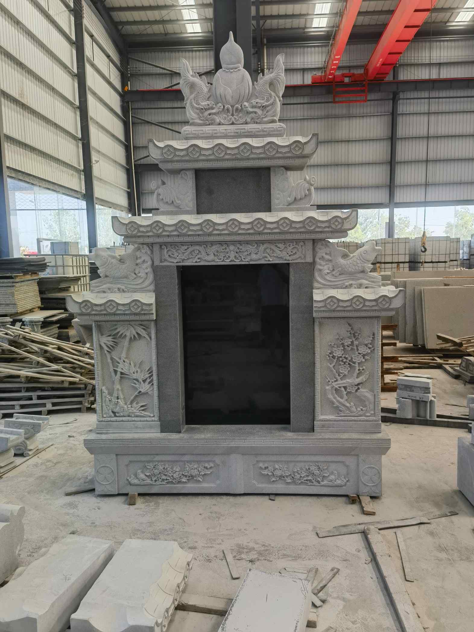 中山 芝麻灰高档墓碑、土墓，一套也支持定做