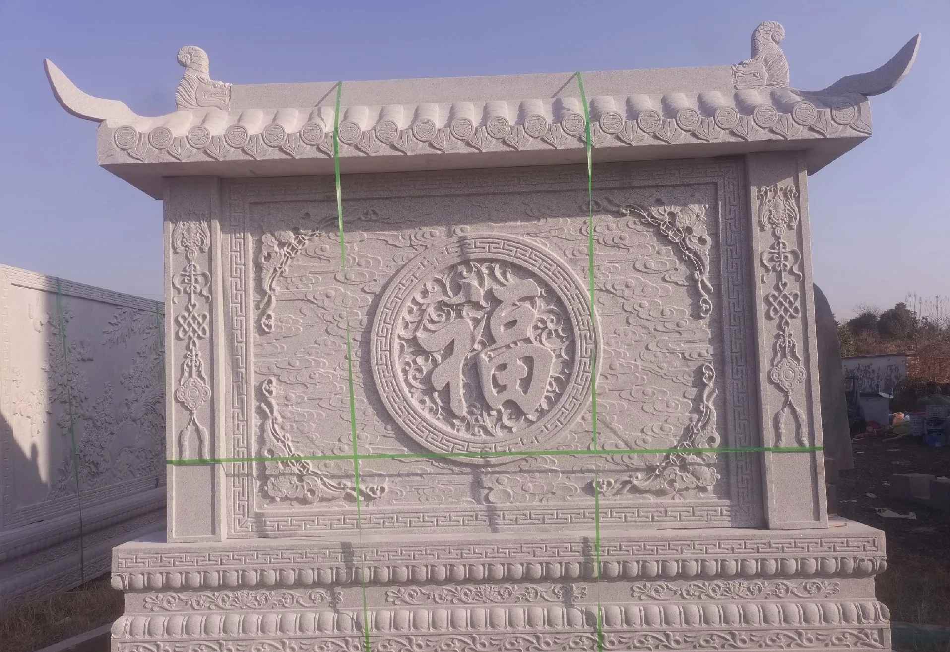 中山 芝麻白花岗岩屏风，照壁，影壁