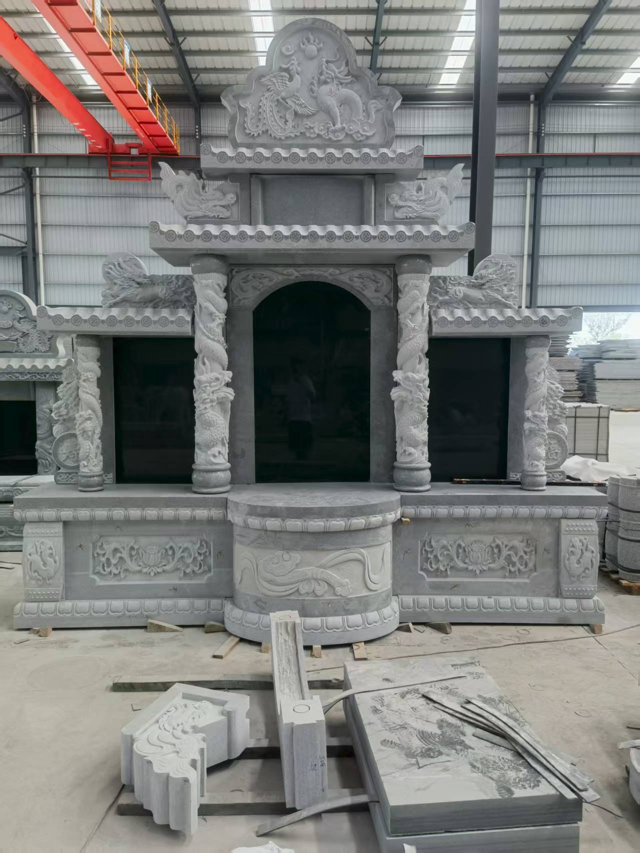 中山 芝麻灰高档墓碑，土墓，可定制