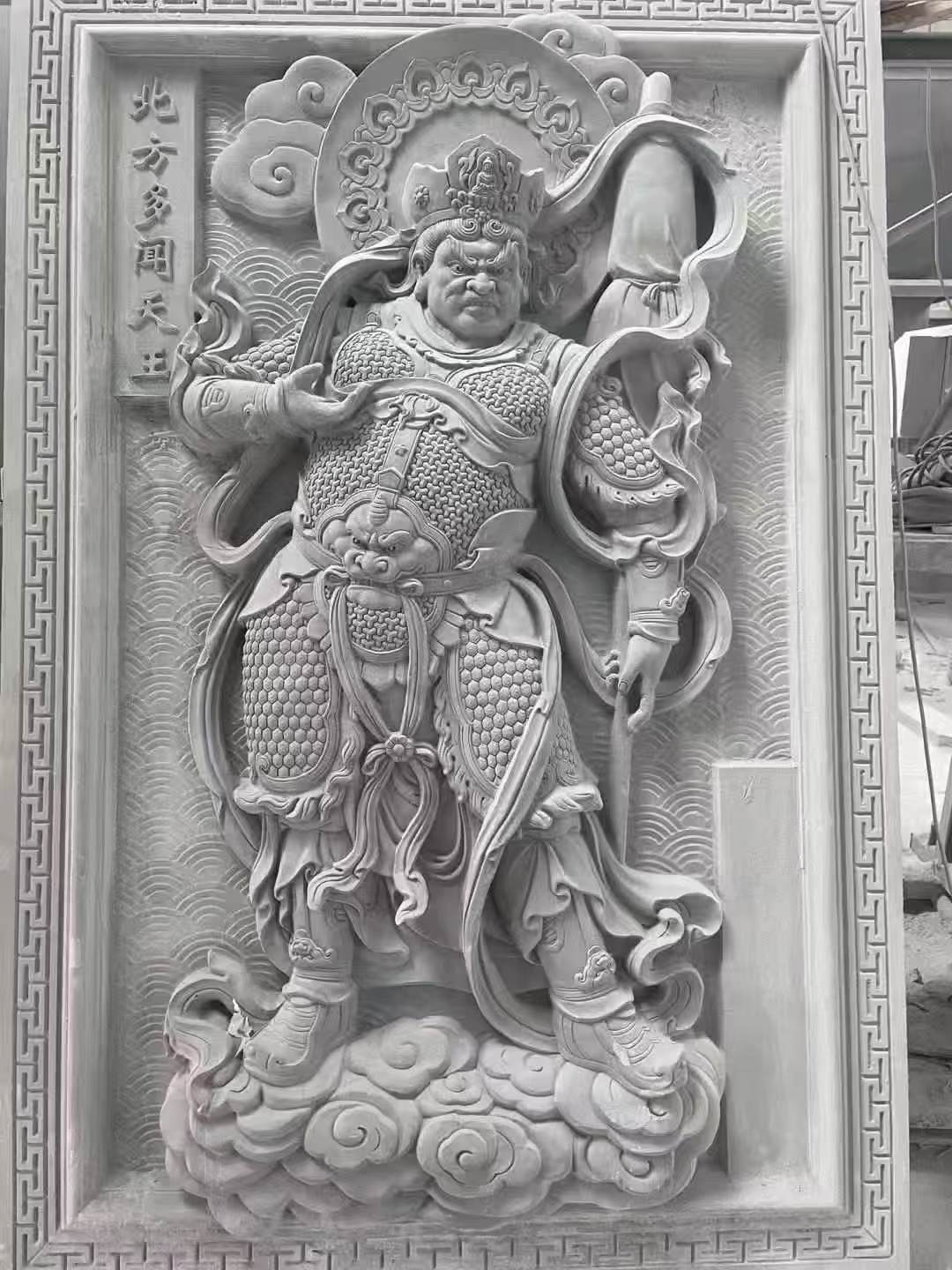 中山 芝麻灰花岗岩人物雕刻——多闻天王